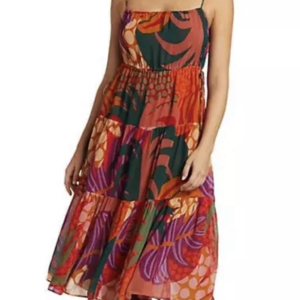 New FARM Rio Graphic Jungle Midi Dress